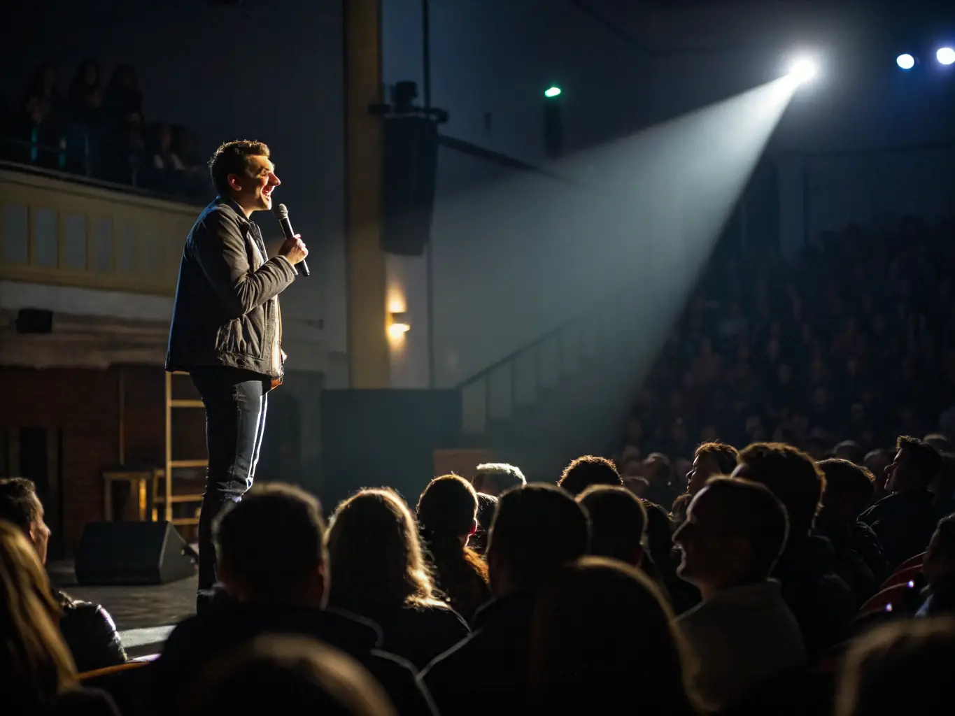 A photograph capturing a special event at Musée Boucheix, featuring a guest speaker discussing the life and work of François Boucheix.