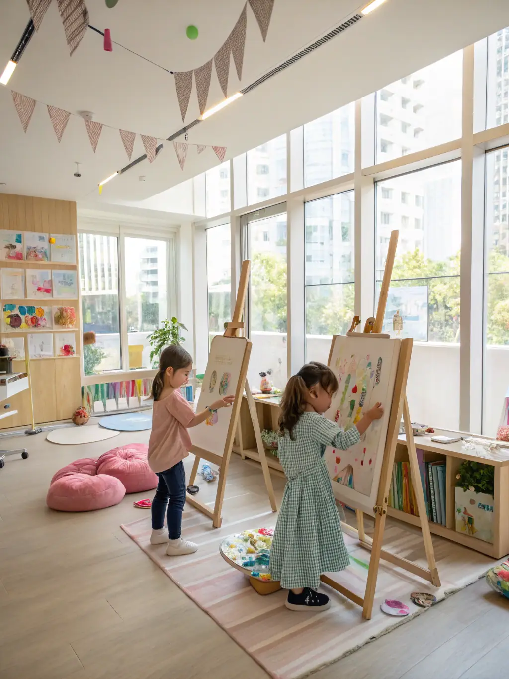 A photograph of children participating in an art activity during a family day event at Musée Boucheix, highlighting the museum's engagement with young audiences.